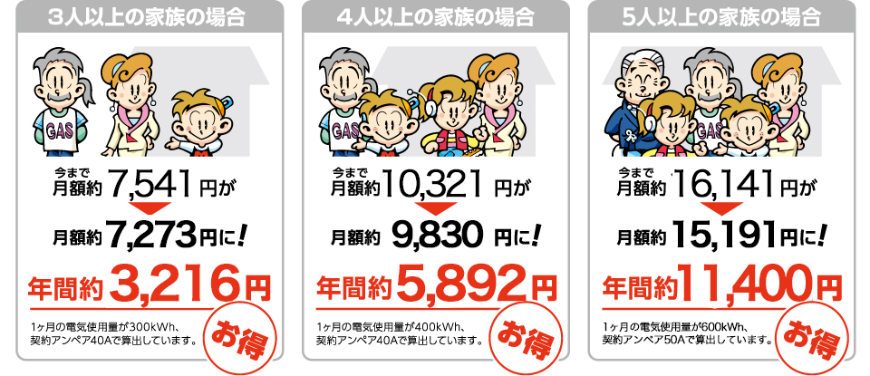 イワタニでんきの月額料金<例>